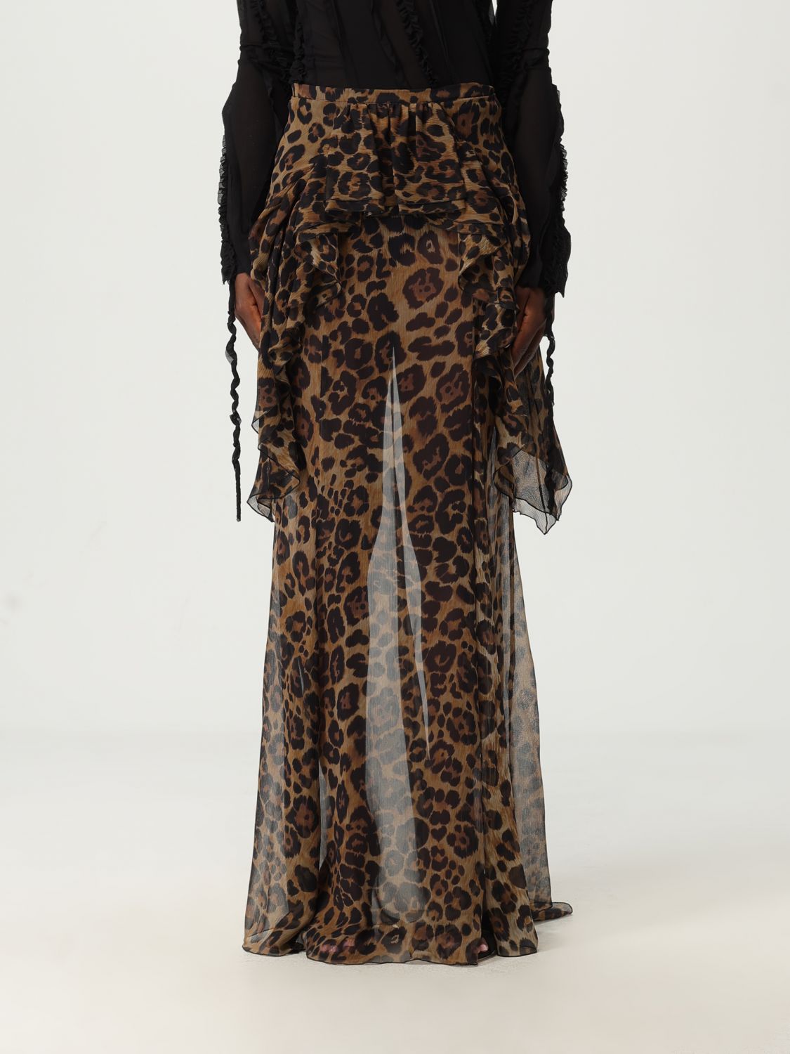 Blumarine Skirt Woman Color Brown In Animal Print