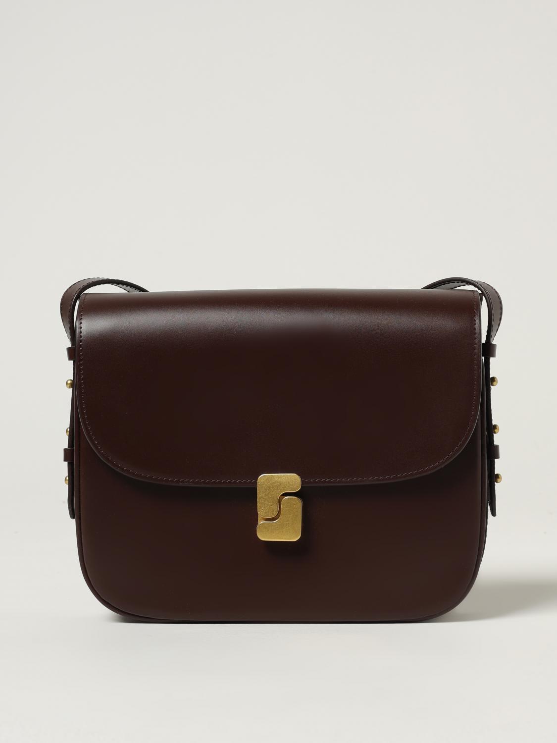 Soeur Womens Marron Fonce Bell Very Mini Patent-leather Cross Body Bag In Brown
