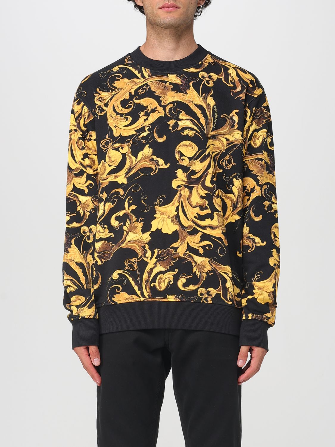 Versace Jeans Couture Baroque Print Crew Neck Long Sleeve Sweatshirt In Multi