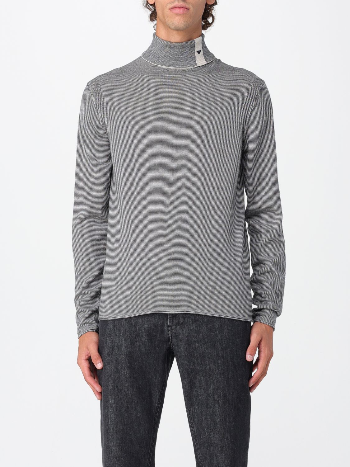 Emporio Armani Turtleneck Virgin-wool Sweater In Gray