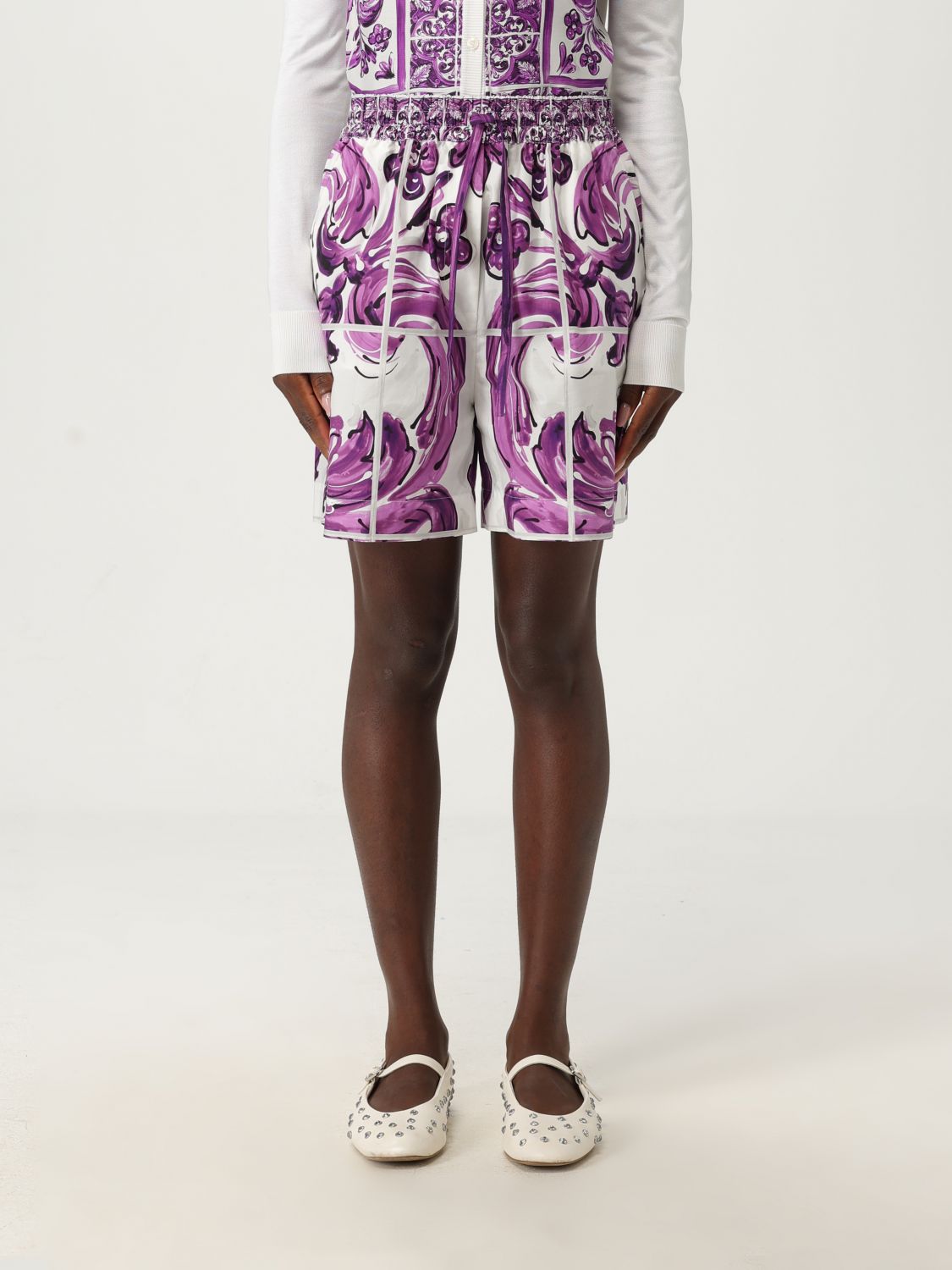 Dolce & Gabbana Maiolica Bermuda And Short Multicolor In Purple