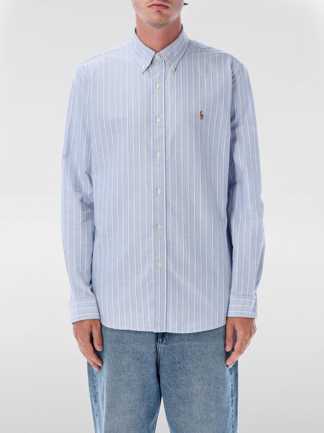 Polo Ralph Lauren Custom Fit Striped Oxford Shirt In Multi