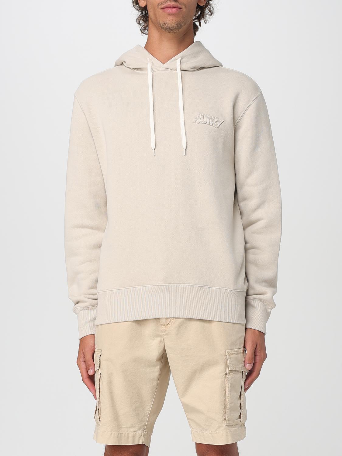 Autry Drawstring Hooded Sweatshirt With Subtle Logo In Neutral
