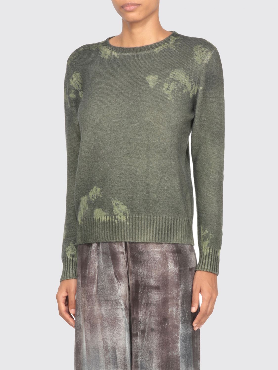 Avant Toi Textured Cashmere Sweater With Artistic Patterns In Green
