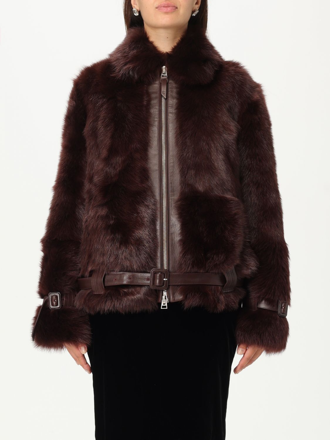 Tom Ford Fur Coats  Woman Color Brown In Brown
