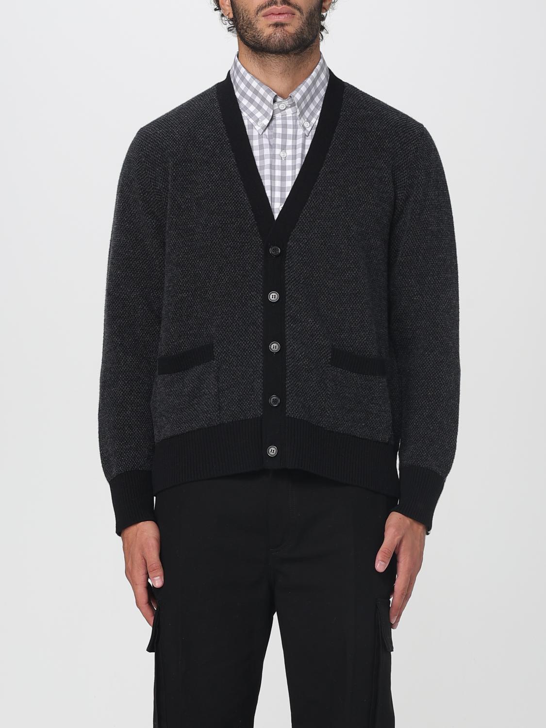 Thom Browne Knitwear With Front Pockets And Ribbed Finish In Blue