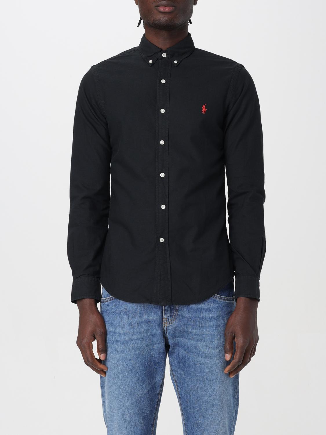 Polo Ralph Lauren Black Shirt Custom-fit In Black