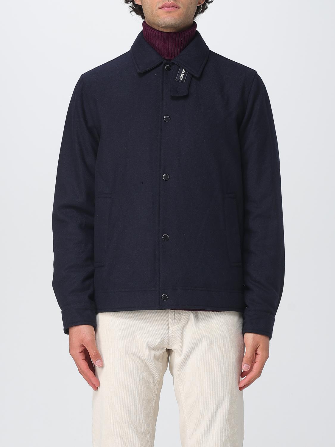 Woolrich Wool Buttoned Shirt Jacket In Blue
