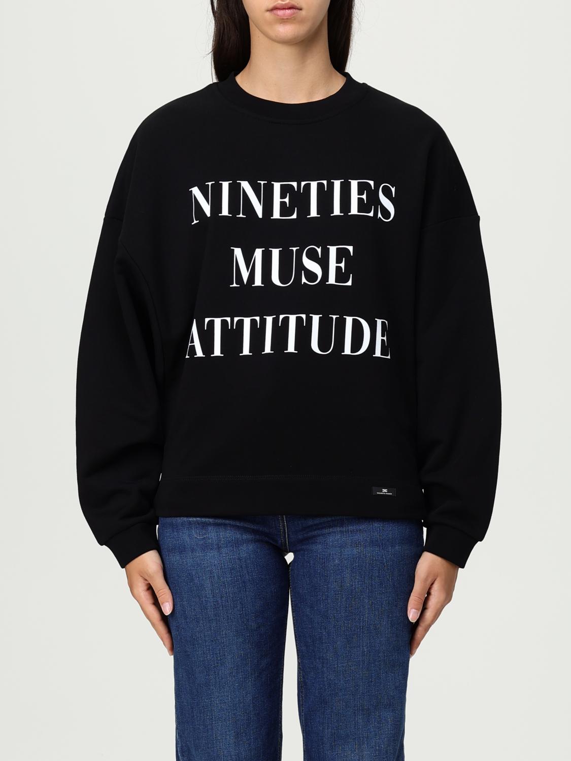Elisabetta Franchi Sweatshirt With Lettering Print In Black