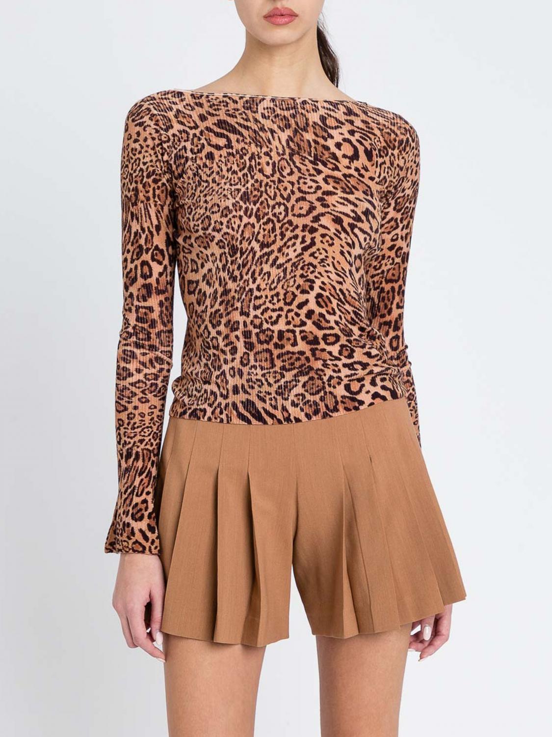 Twinset Bell-sleeve Leopard-print Top In Multi