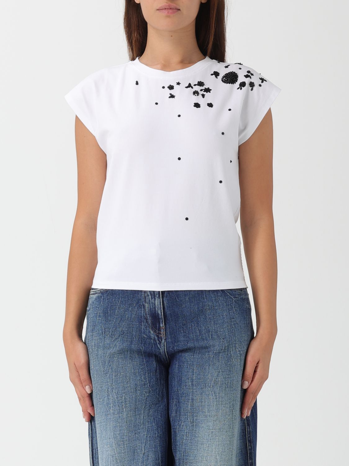 Twinset Actitude T-shirt  Woman Color White In Animal Print