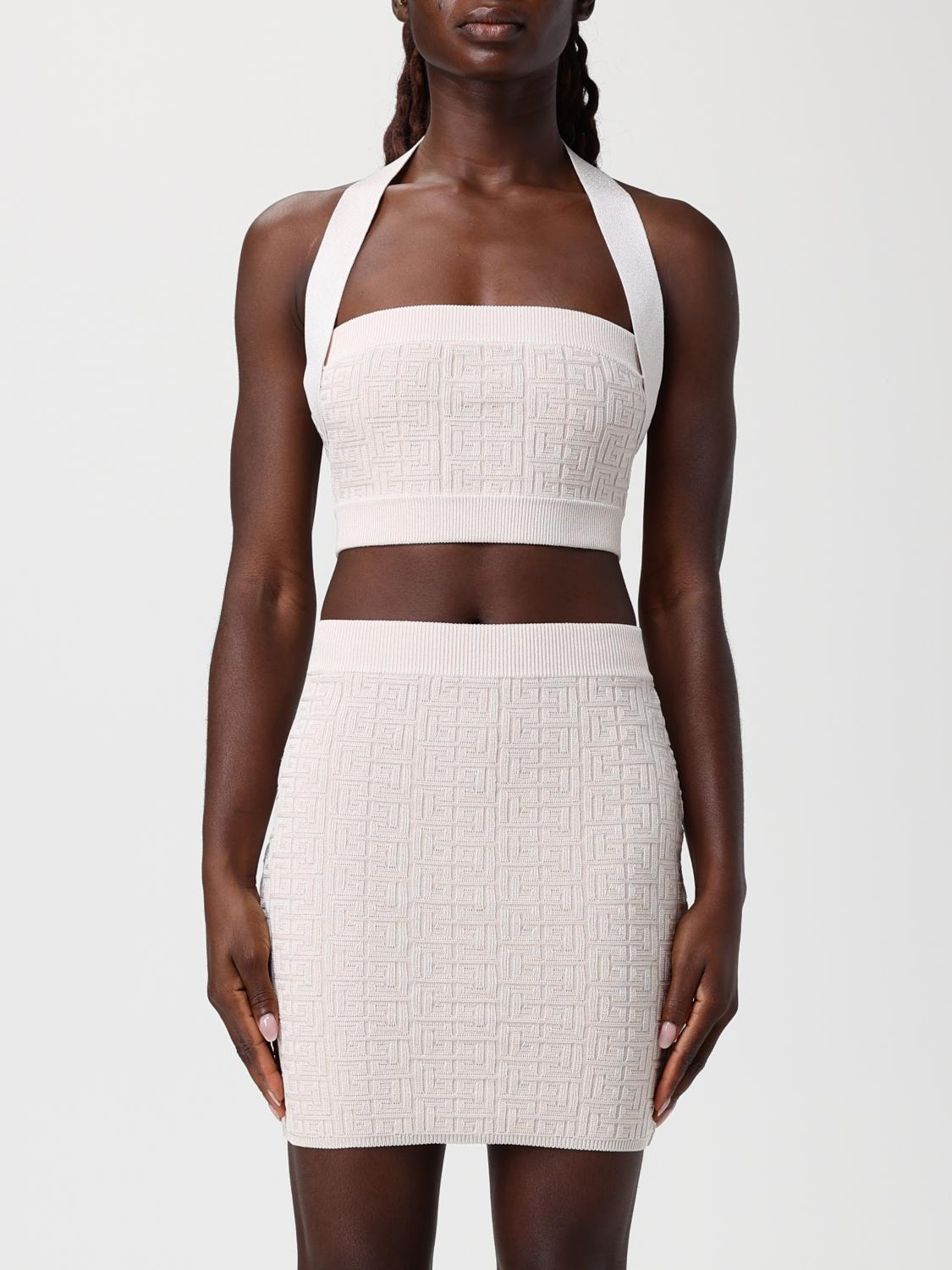 Balmain Top Woman Color Nude In Brown
