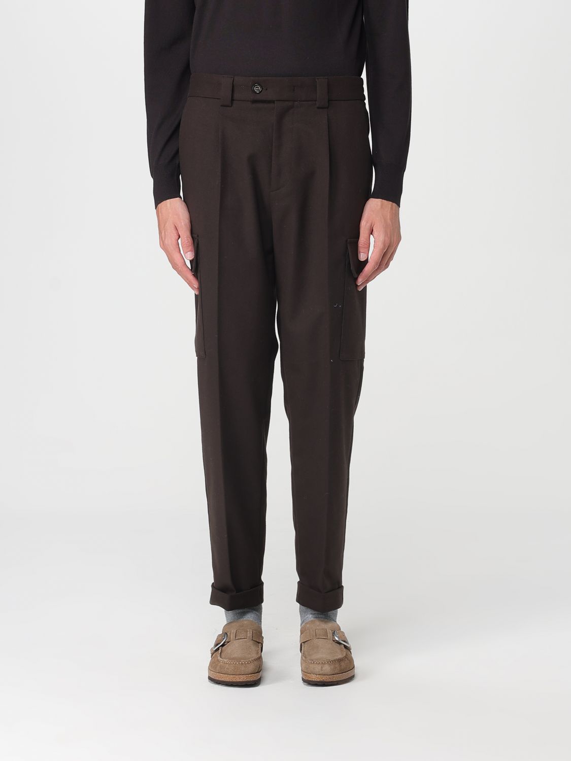 Paolo Pecora Cargo Pleated Trousers In Black