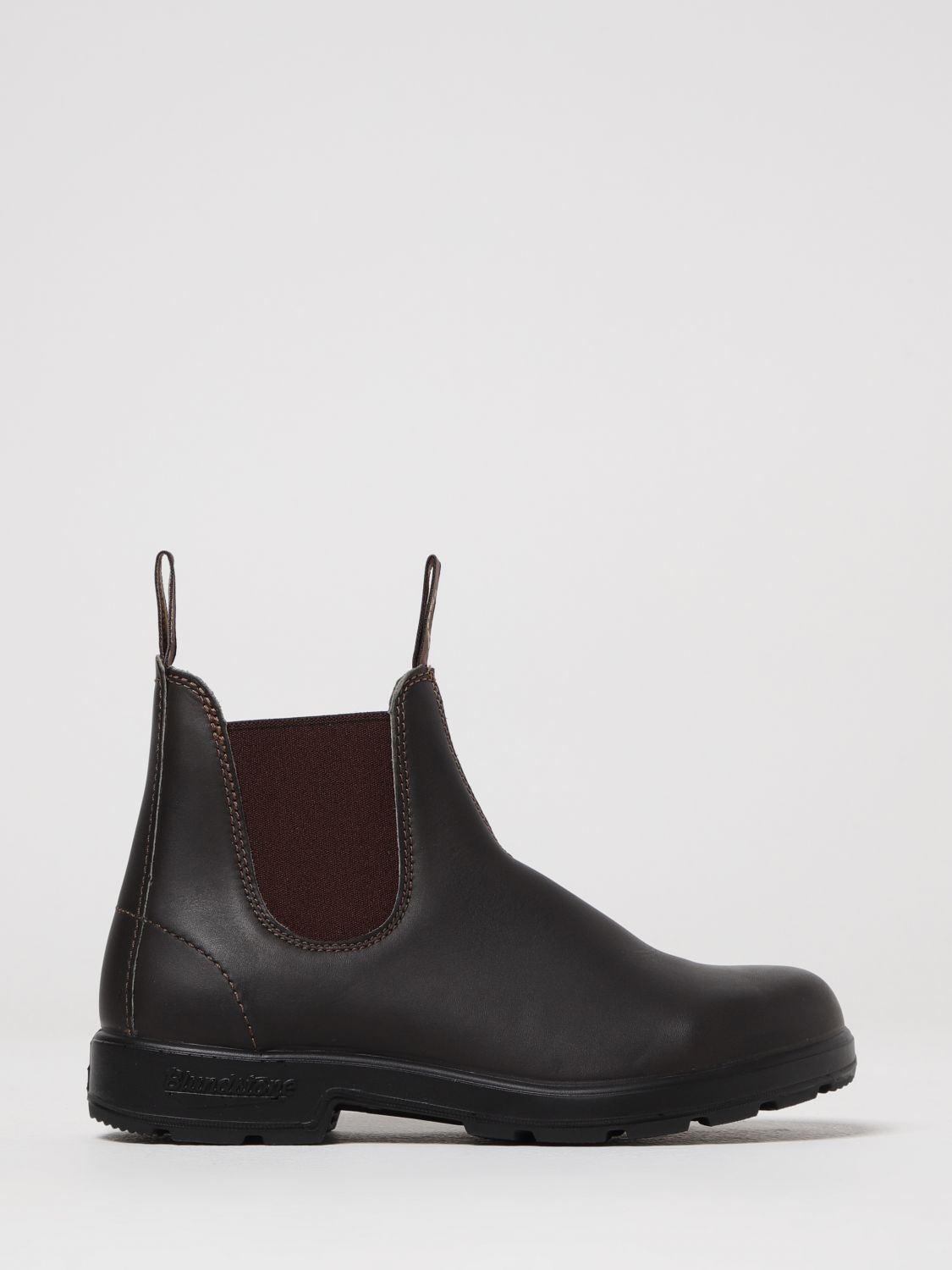 Blundstone Ankle-high Rustic Brown Leather Boots With Elastic Side Straps In Black