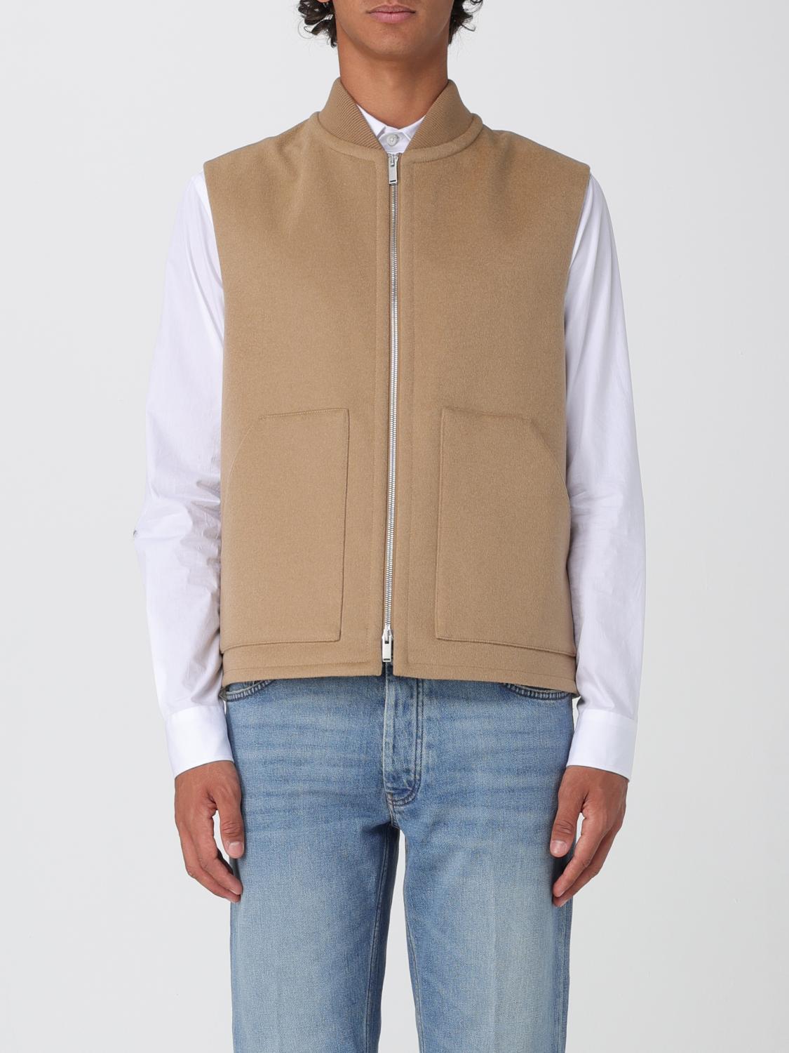 Lardini Ribbed Collar Sleeveless Design Front Pockets Jacket In Brown