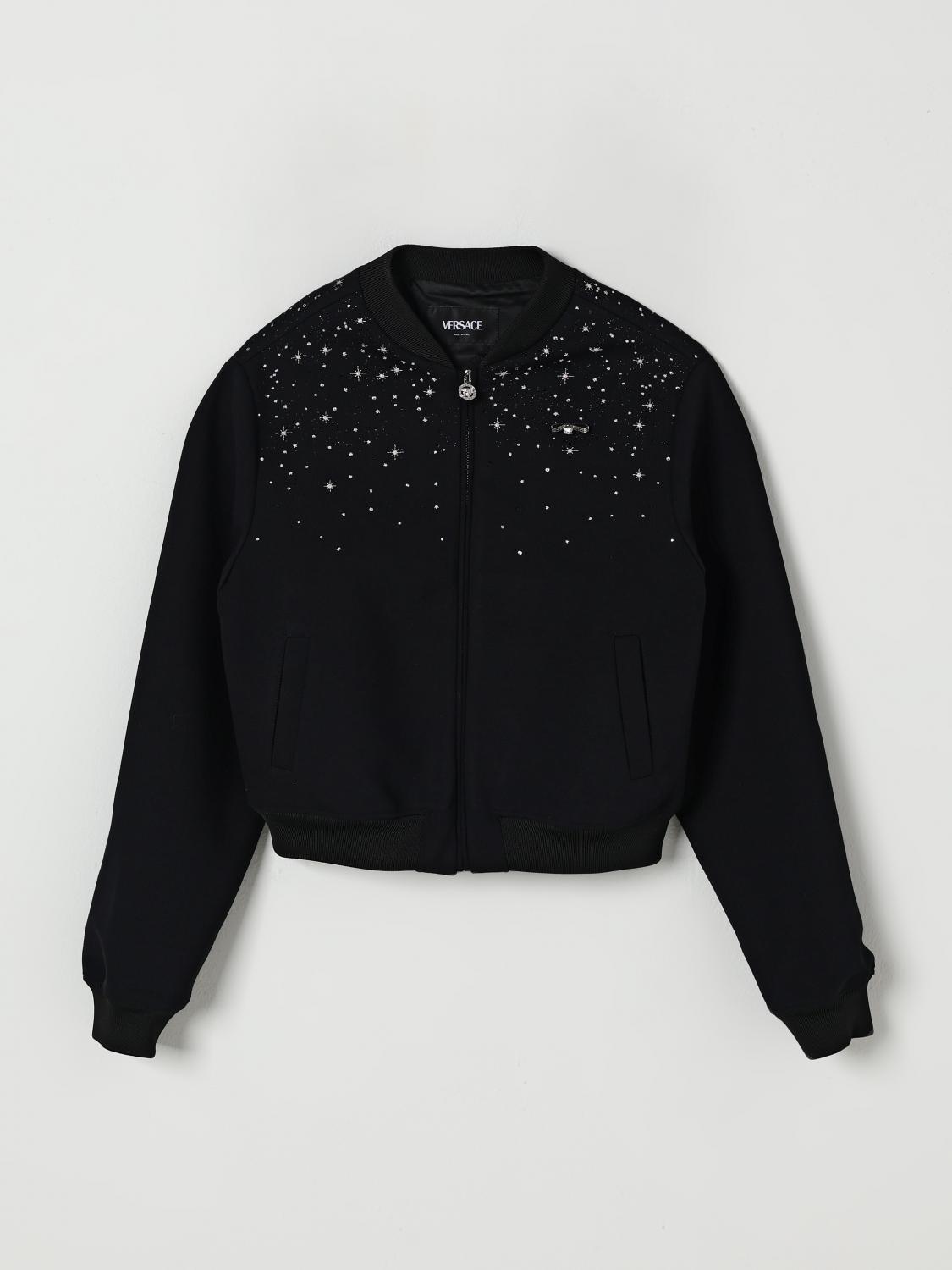 Versace Coat Kids Color Black In Black