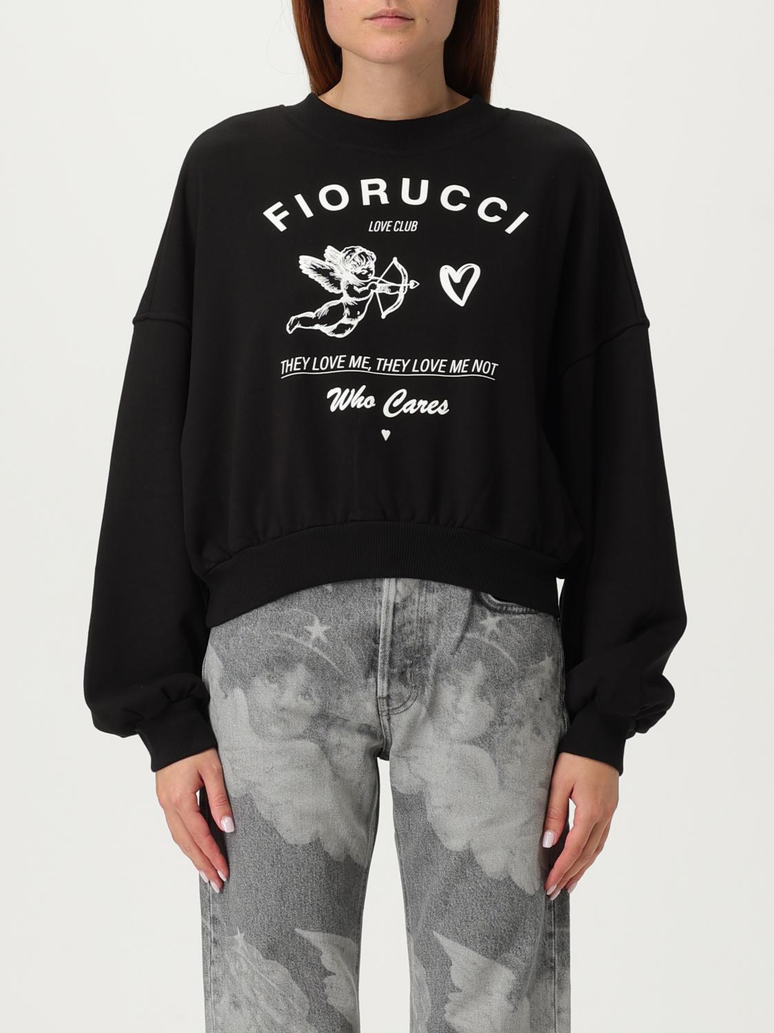 Fiorucci Cupid Love Club Black Crop Sweatshirt In Black