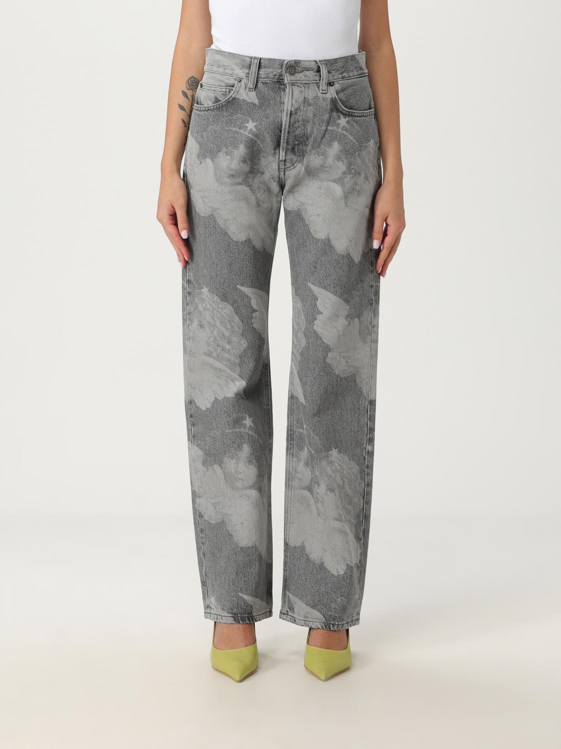 Fiorucci Angels-print Straight-leg Jeans In Gray