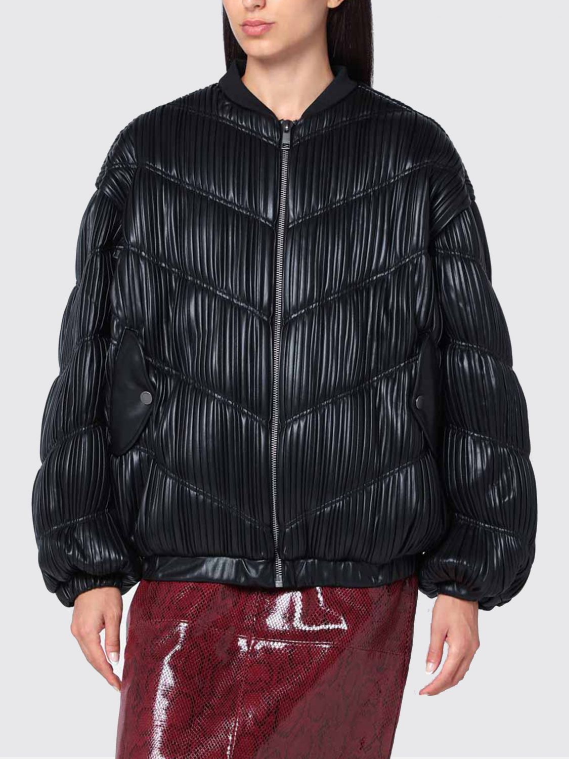 Rotate Birger Christensen Bomber Plissettato Nero In Black