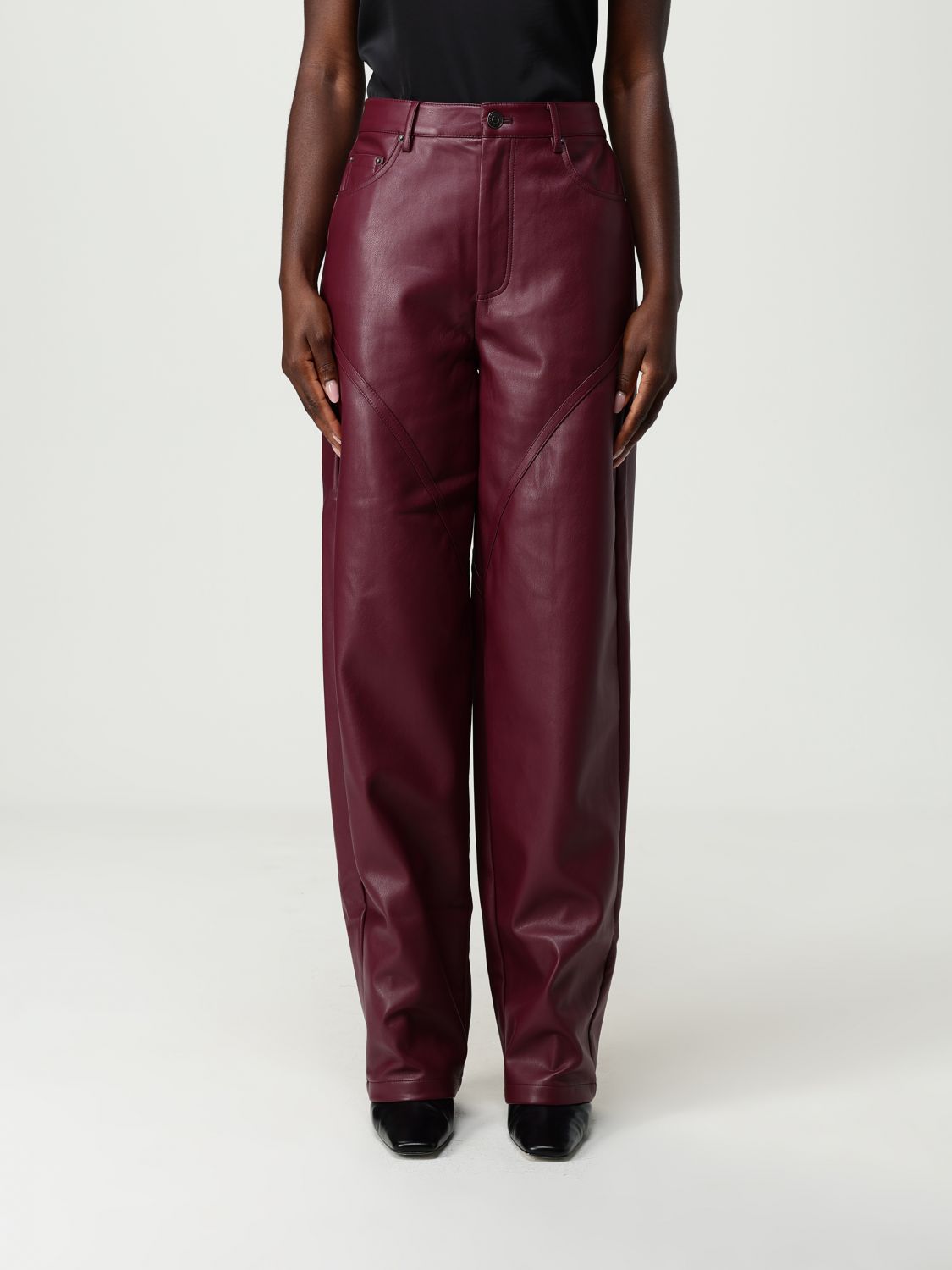 Rotate Birger Christensen Pants Rotate Woman Color Plum In Red