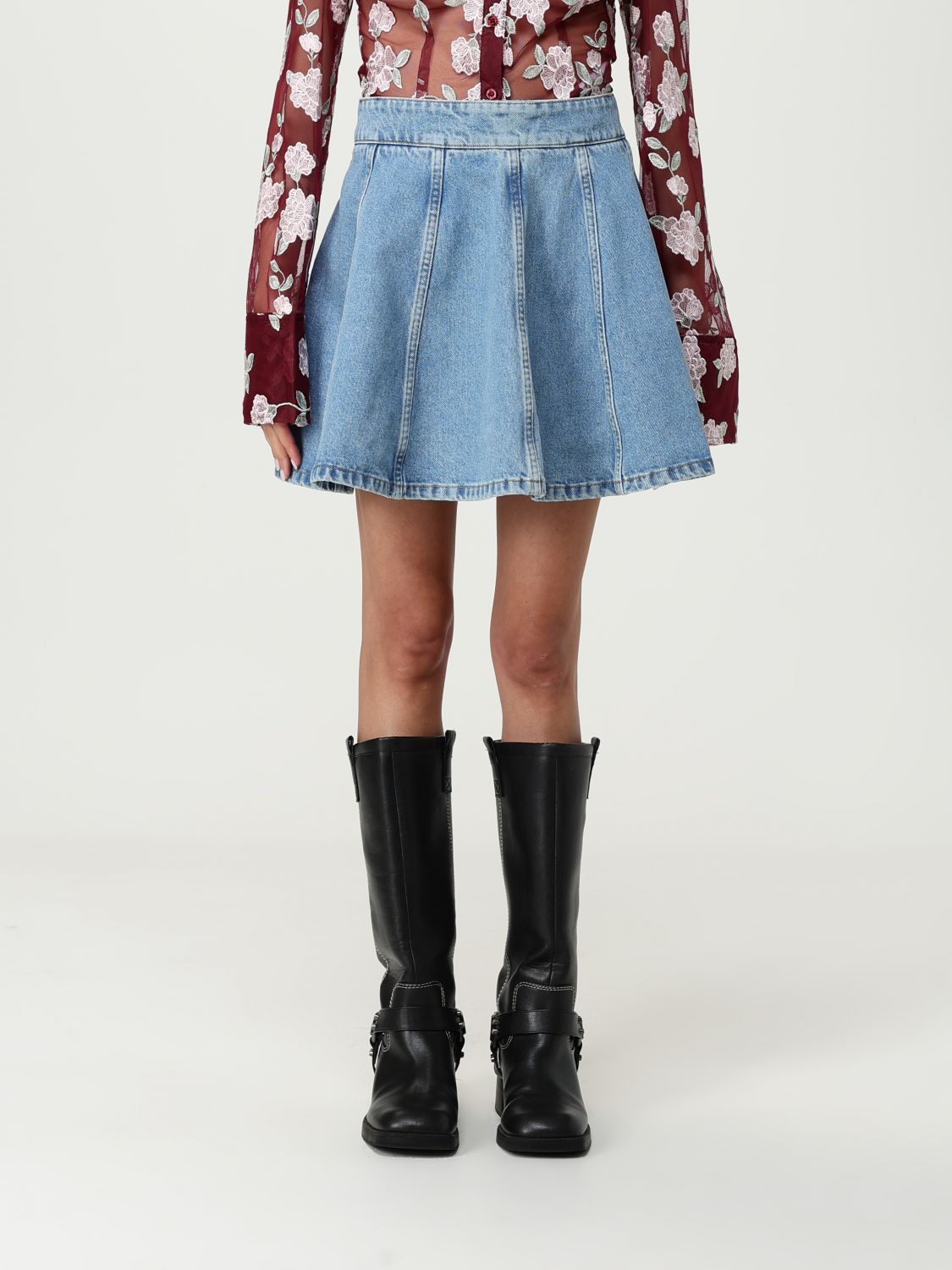 Rotate Birger Christensen Skirt Rotate Woman Color Denim In Blue