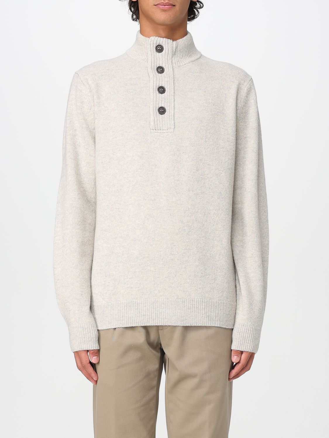 Barbour Sweater Men Color Cream In Burgundy