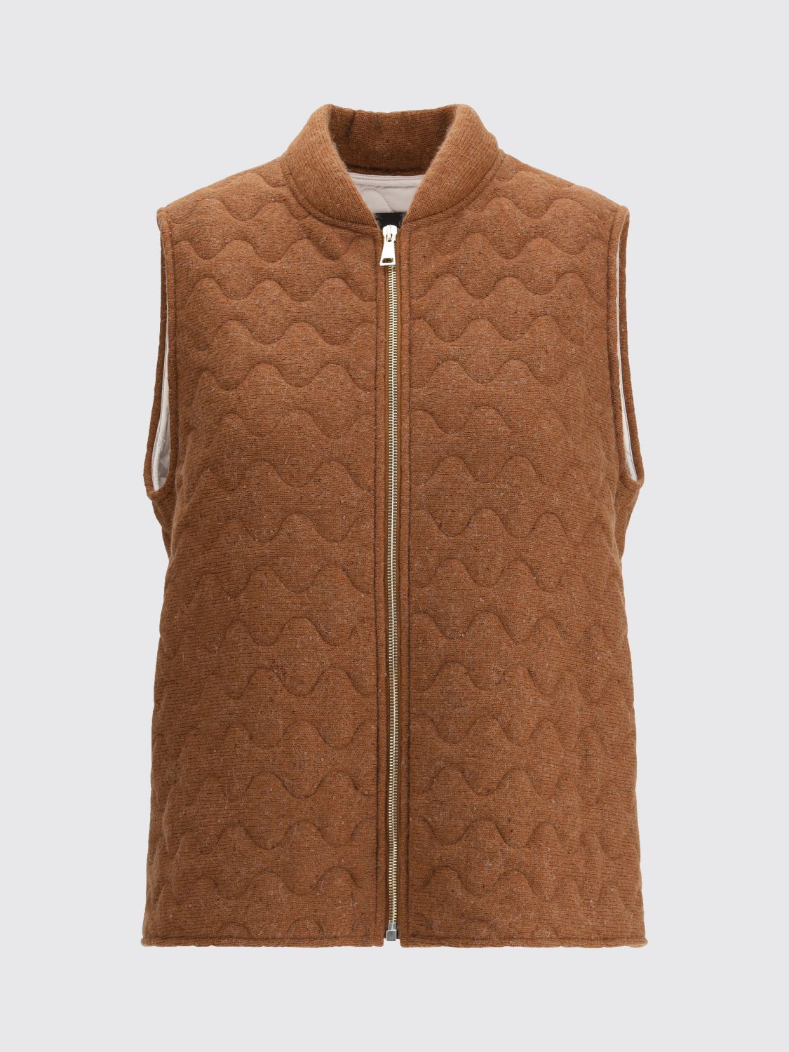 Fabiana Filippi Brown Fleece Wool Sleeveless Jacket In Brown