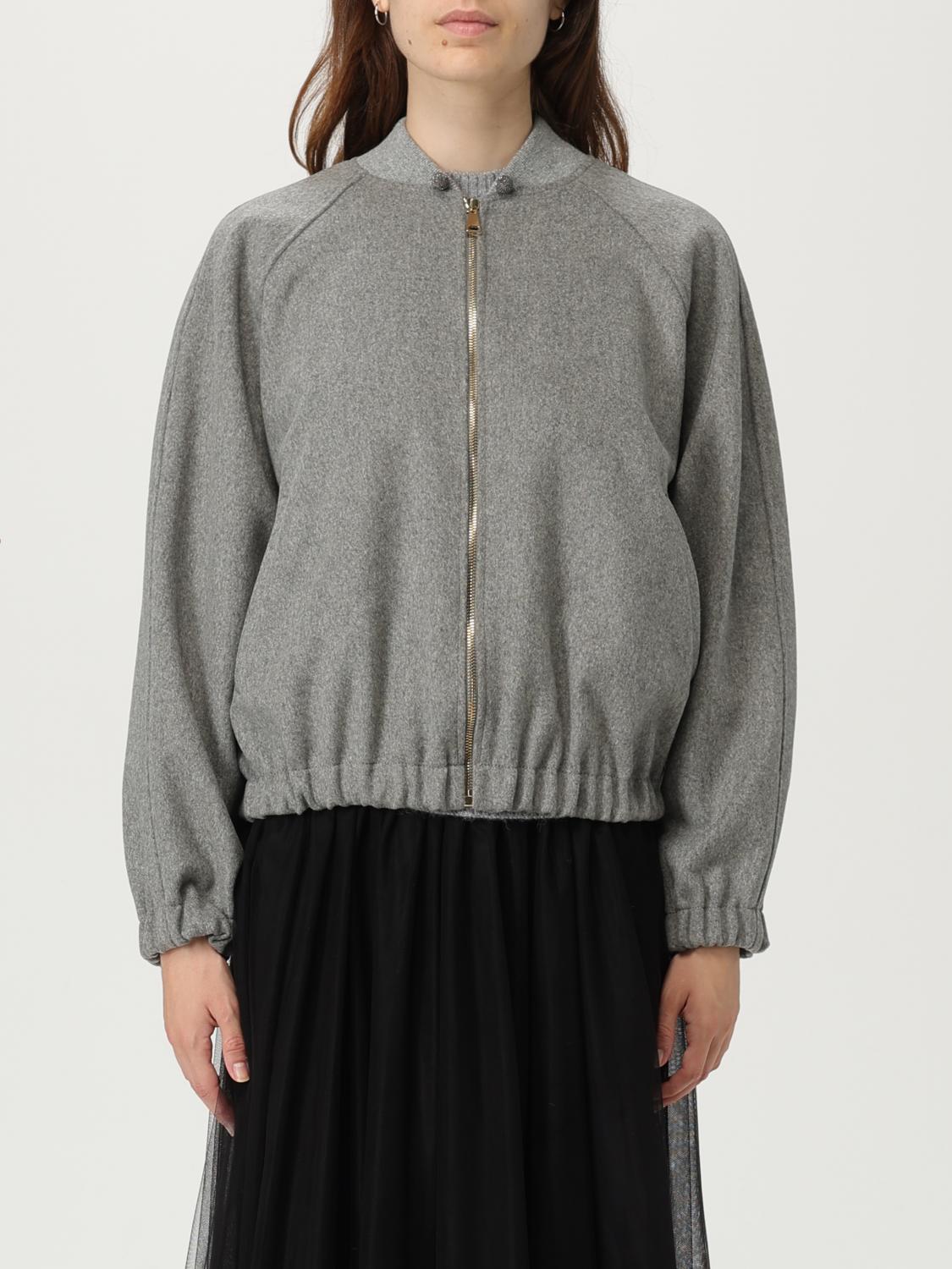 Fabiana Filippi Casual Jacket With Elastic Hem And Side Pockets In Gray