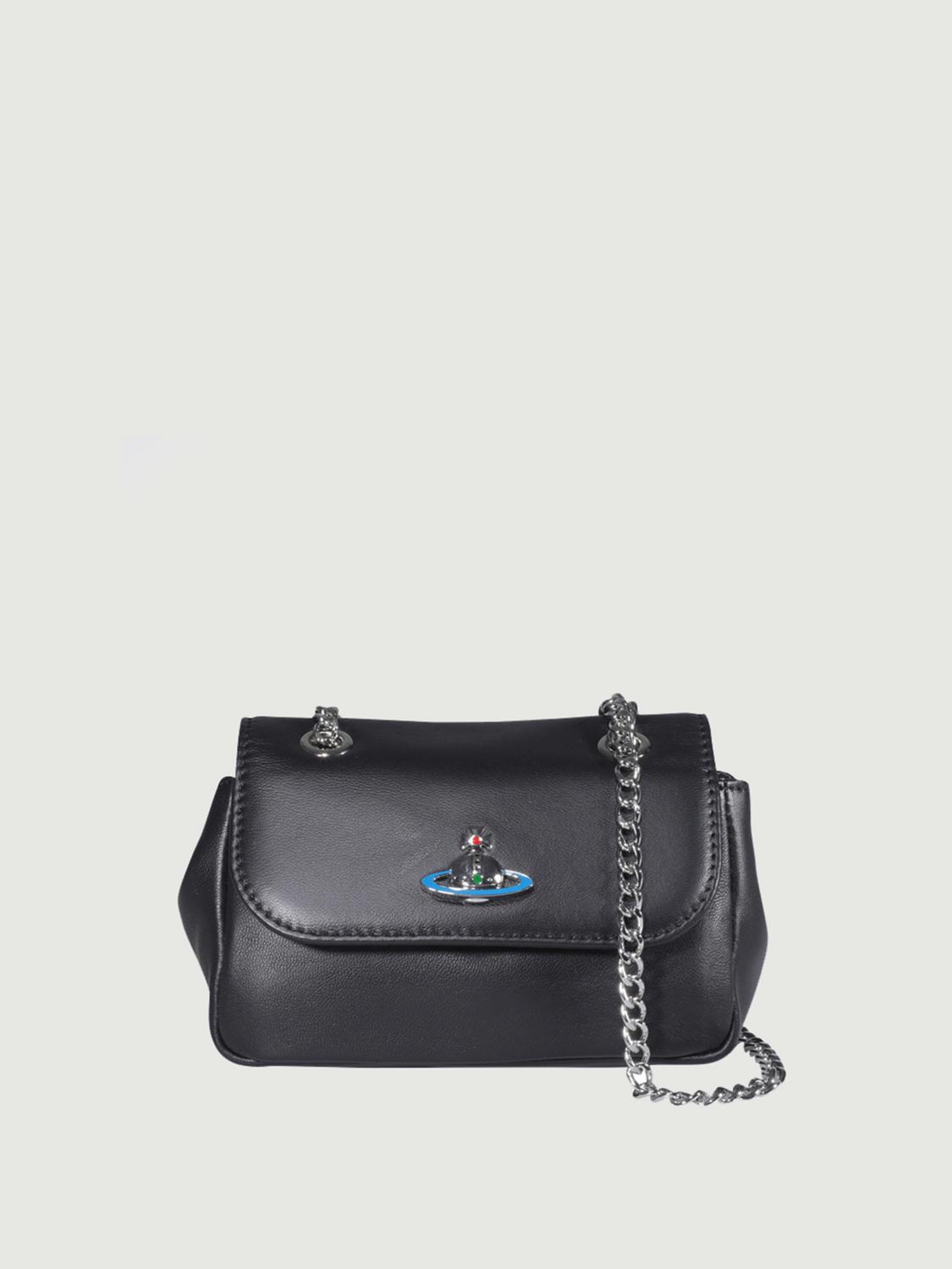 Vivienne Westwood Black Leather Shoulder Bag In Black