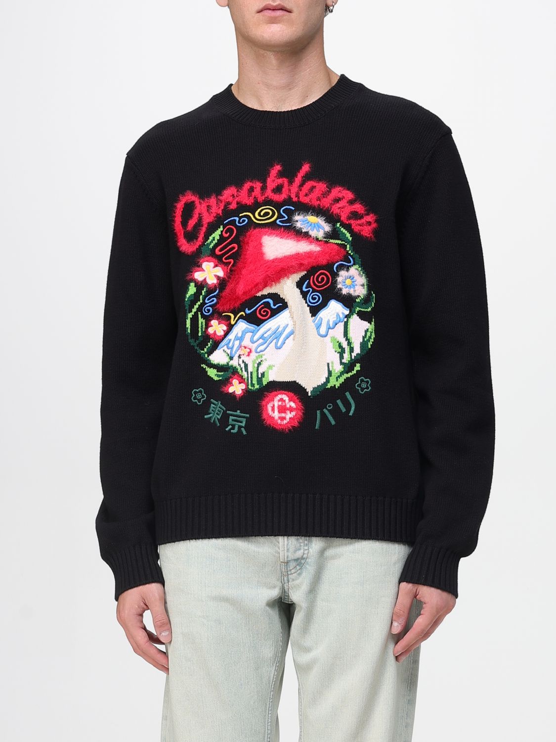 Casablanca 'mushroom' Embroidered Sweater In Black