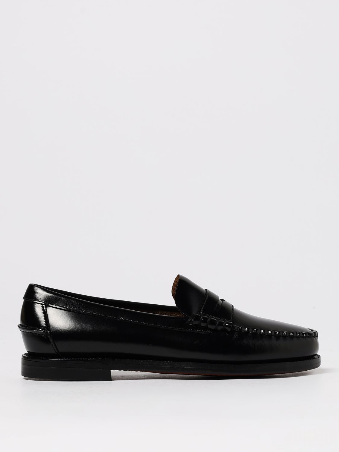 Sebago Slip-on Black Leather Moccasins With Cut-out Detail In Multi