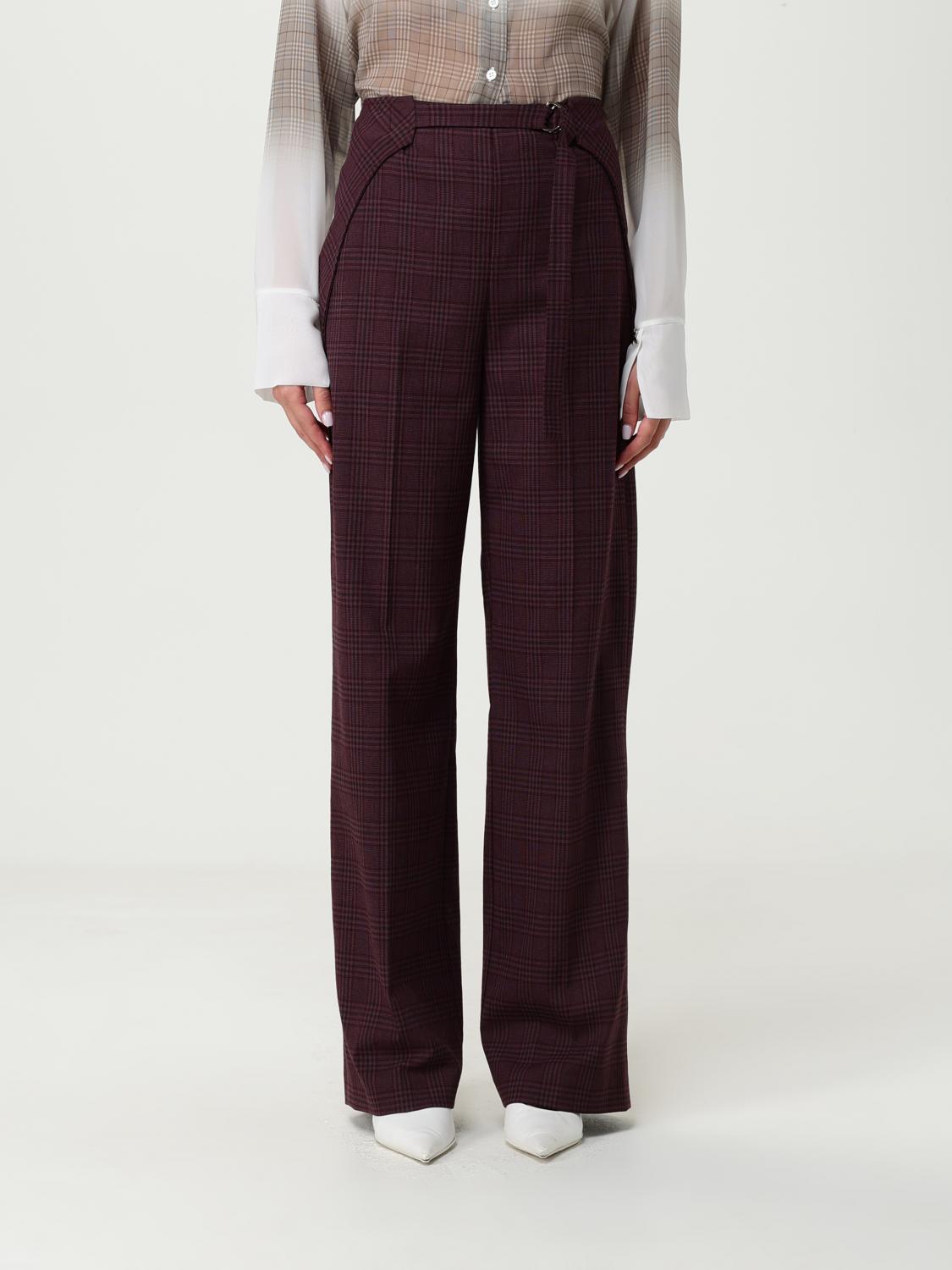 Patrizia Pepe Checked Fluid Trousers In Burgundy