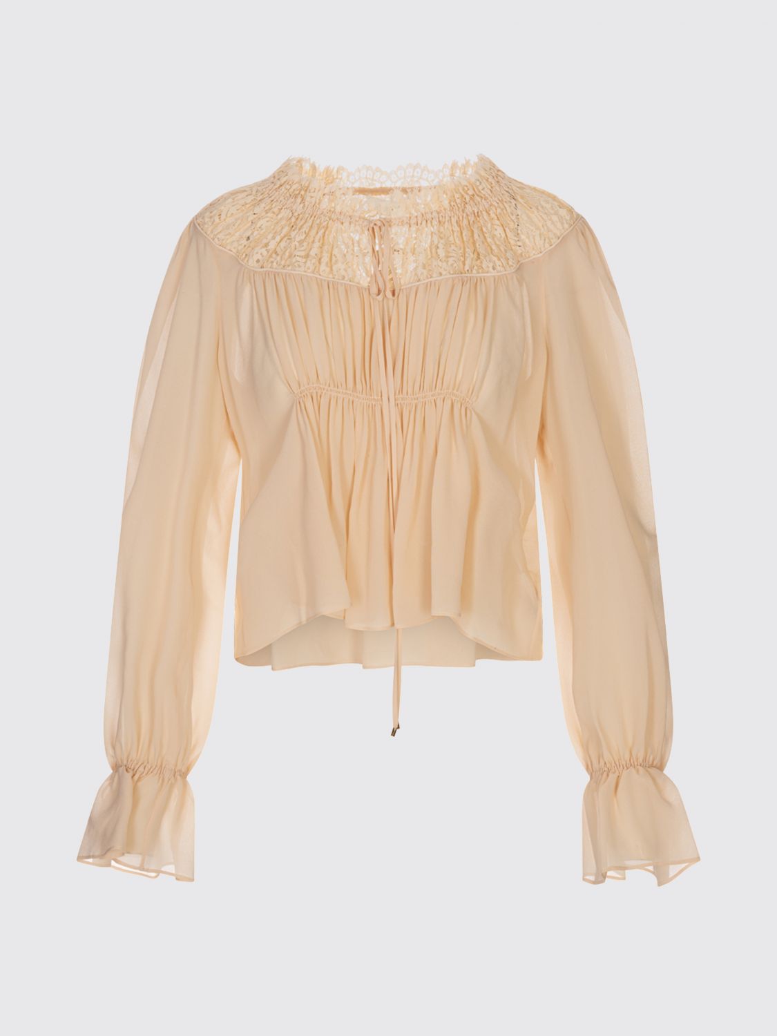 Chloé Blouse With Tie In Pink Silk Georgette In Neutral