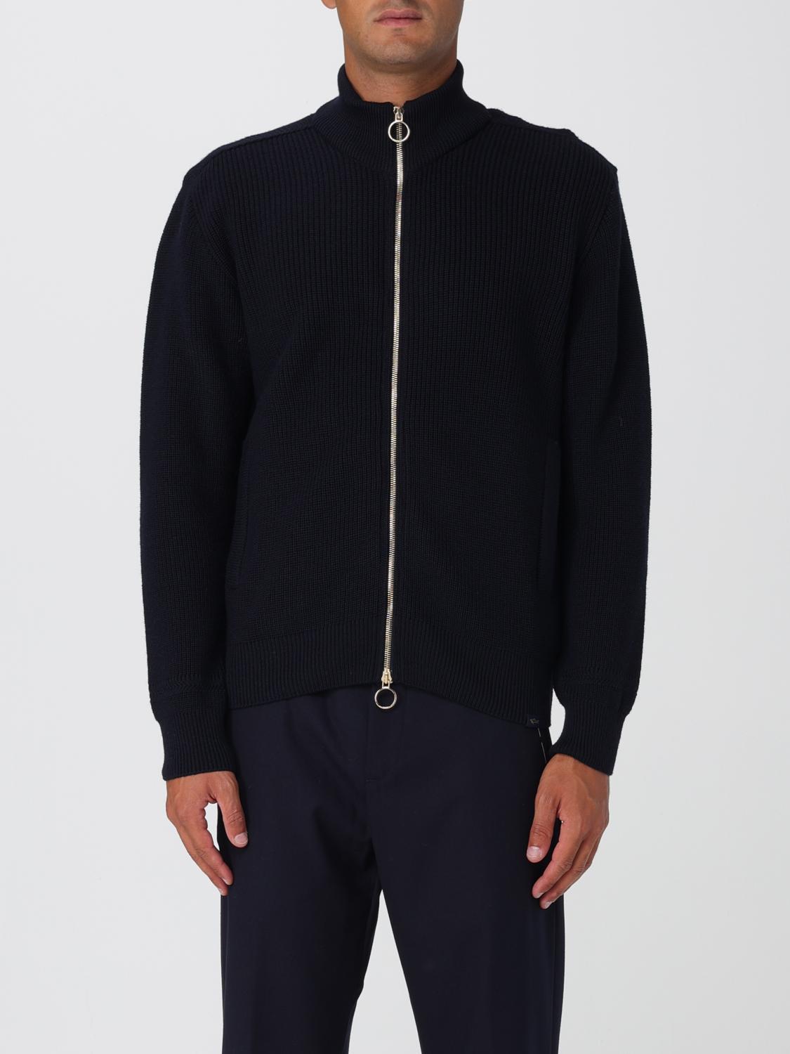 Paul & Shark Blue Full-zip Cardigan In Black