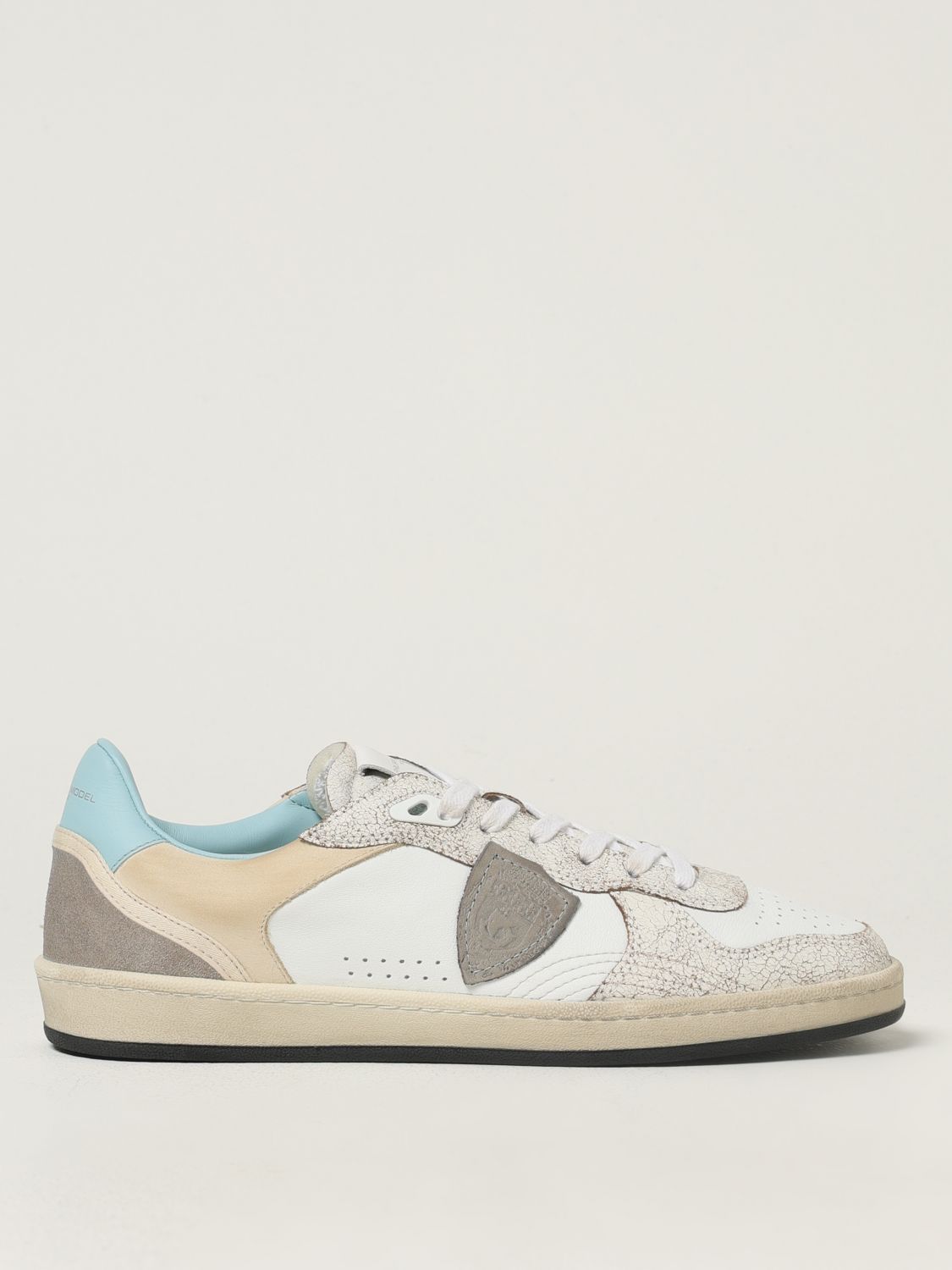 Philippe Model Veau Crackle Blanc Ciel Sneakers In White