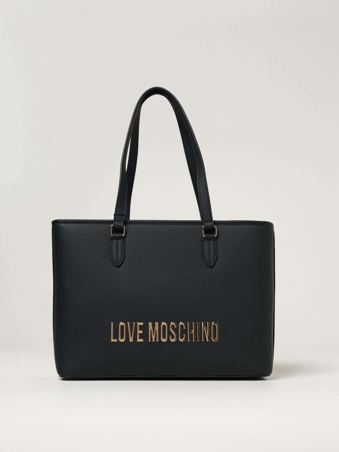 Love Moschino Black Tote Bag With Zip Closure In Black