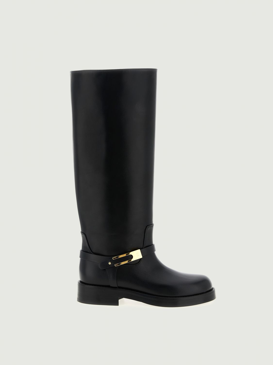 Elisabetta Franchi Knee-high Boots Strap Gold Hardware In Black