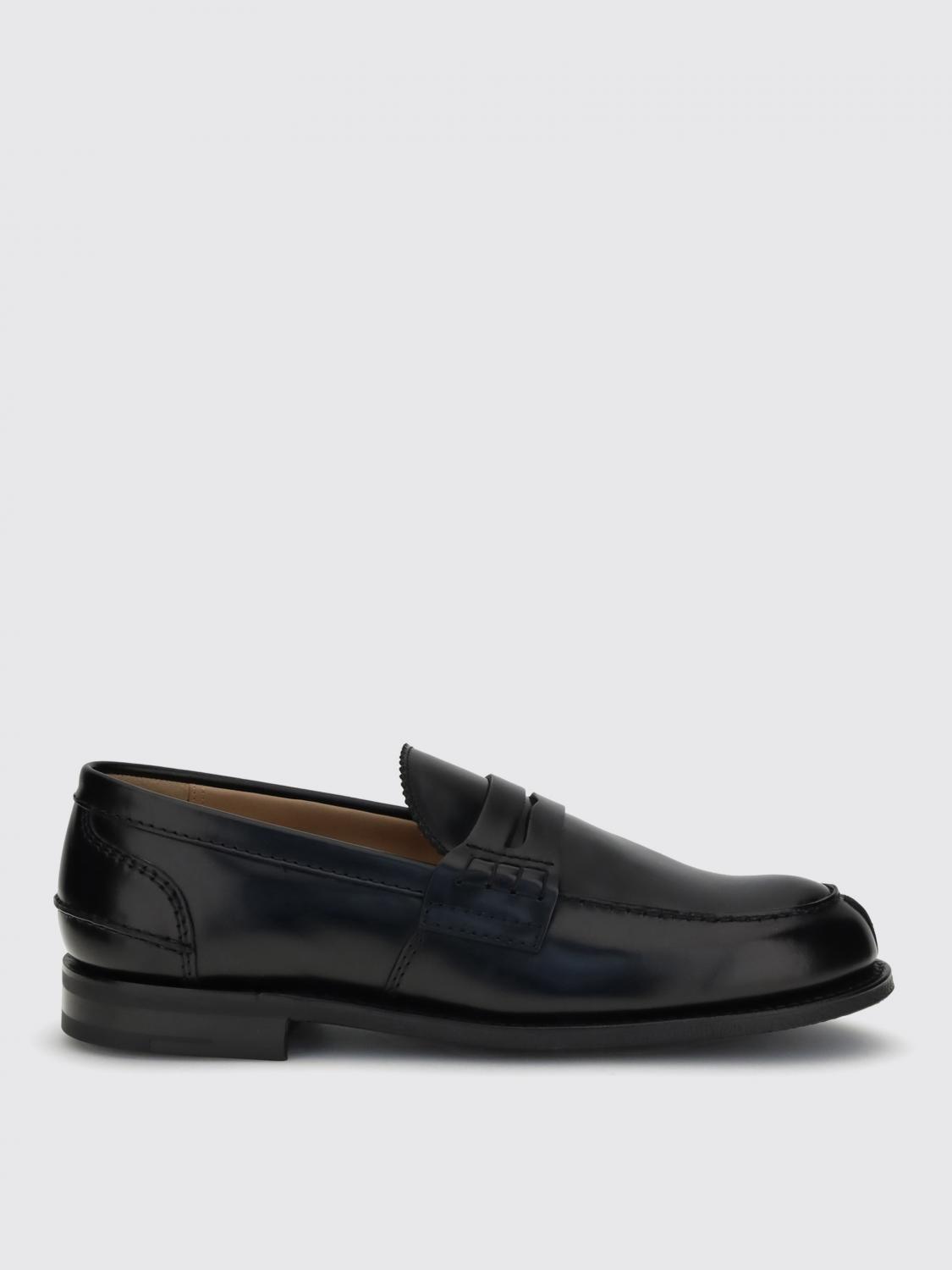 Church's Black Moccasin Flat Shoes With Elegant Detailing For Modern Men In Black