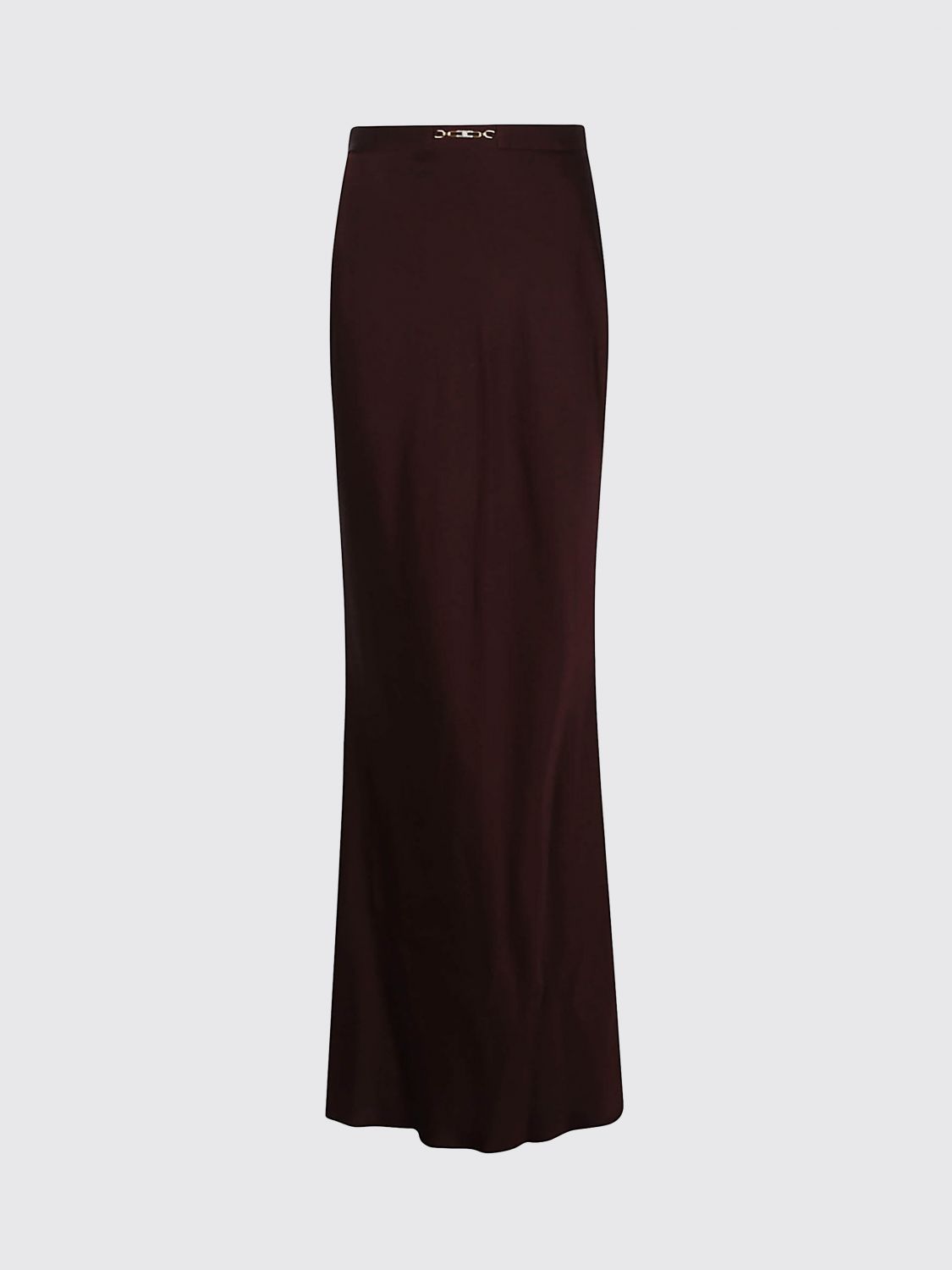 Elisabetta Franchi Long Skirt With High Waist And Metal Detail In Red