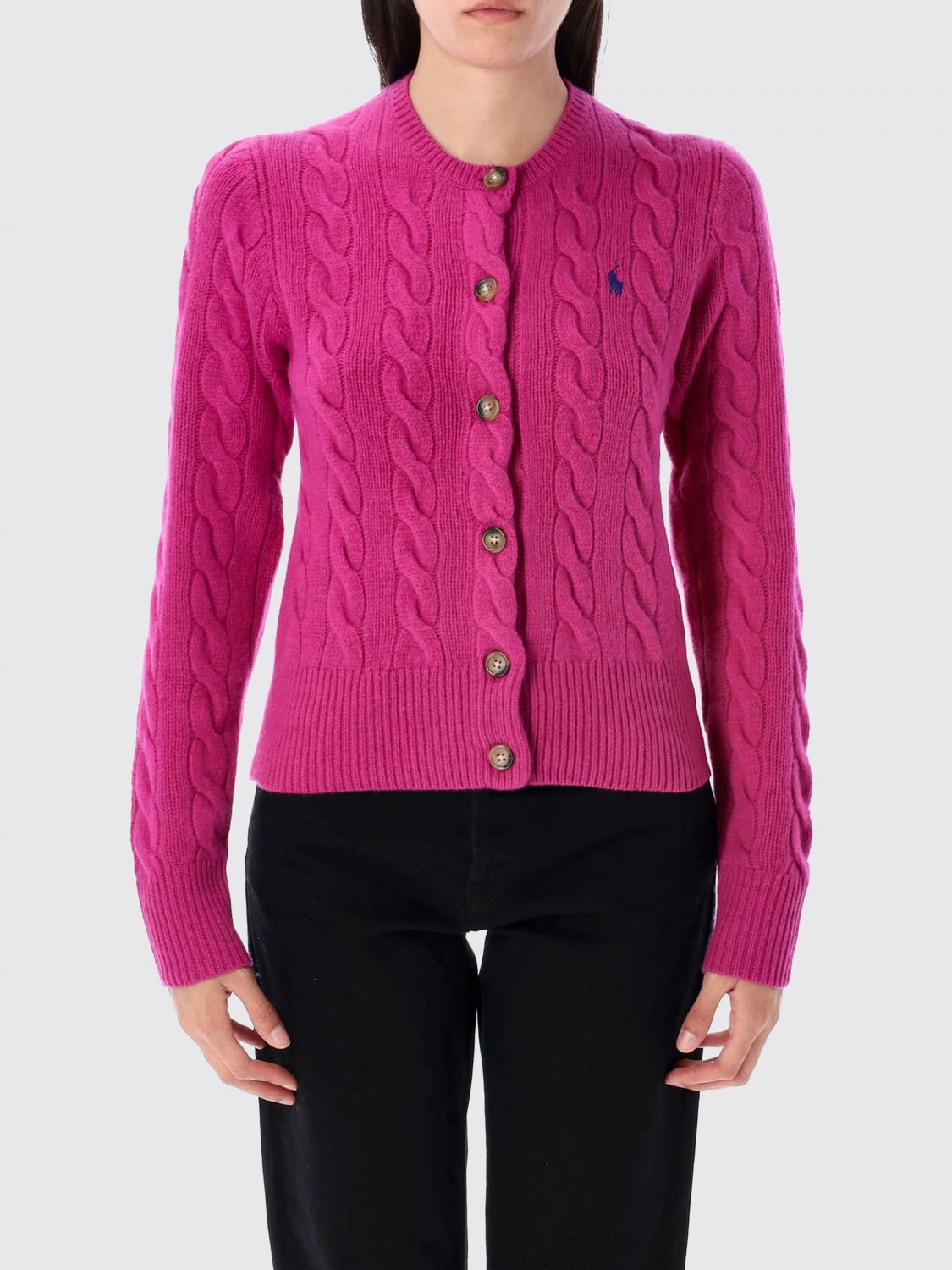 Polo Ralph Lauren Cable-knit Cashmere Blend Cardigan With Iconic Embroidered Pony In Pink
