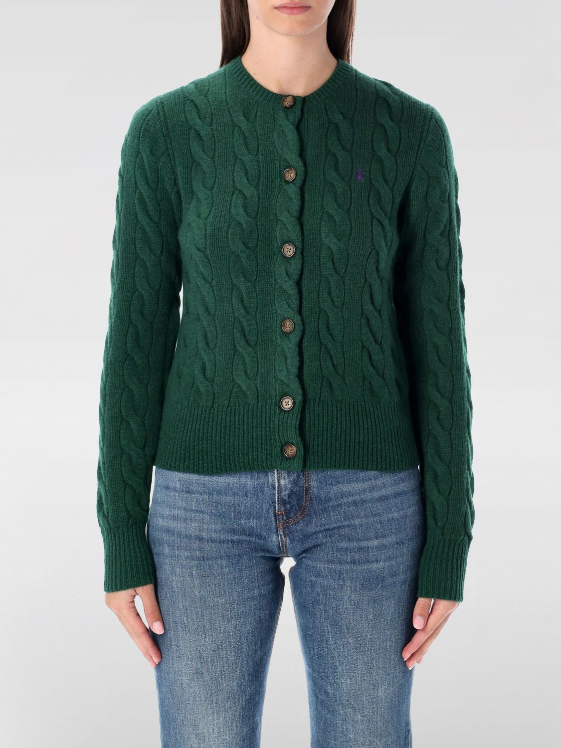 Polo Ralph Lauren Cardigan Woman Color Green In Green