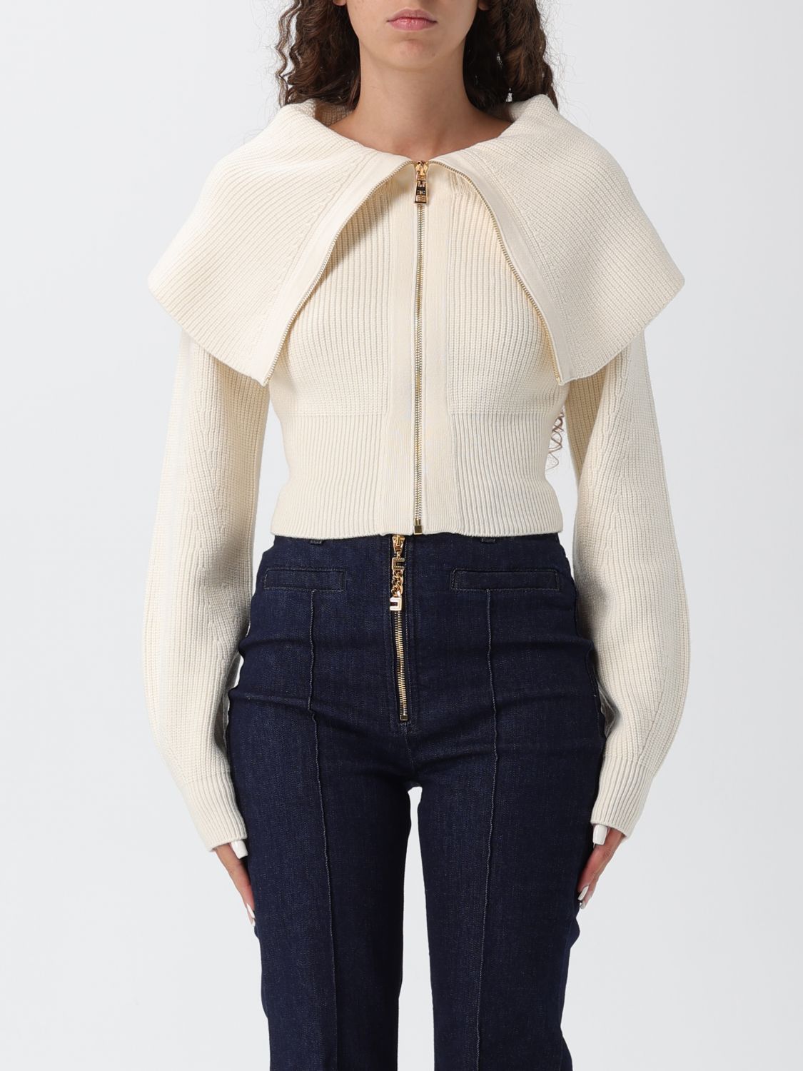 Elisabetta Franchi Sweater  Woman Color White In Metallic