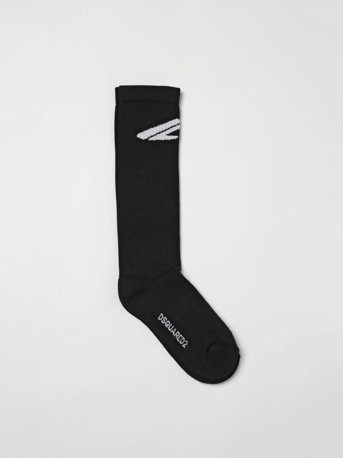 Dsquared2 Intarsia-knit Logo Socks In Black