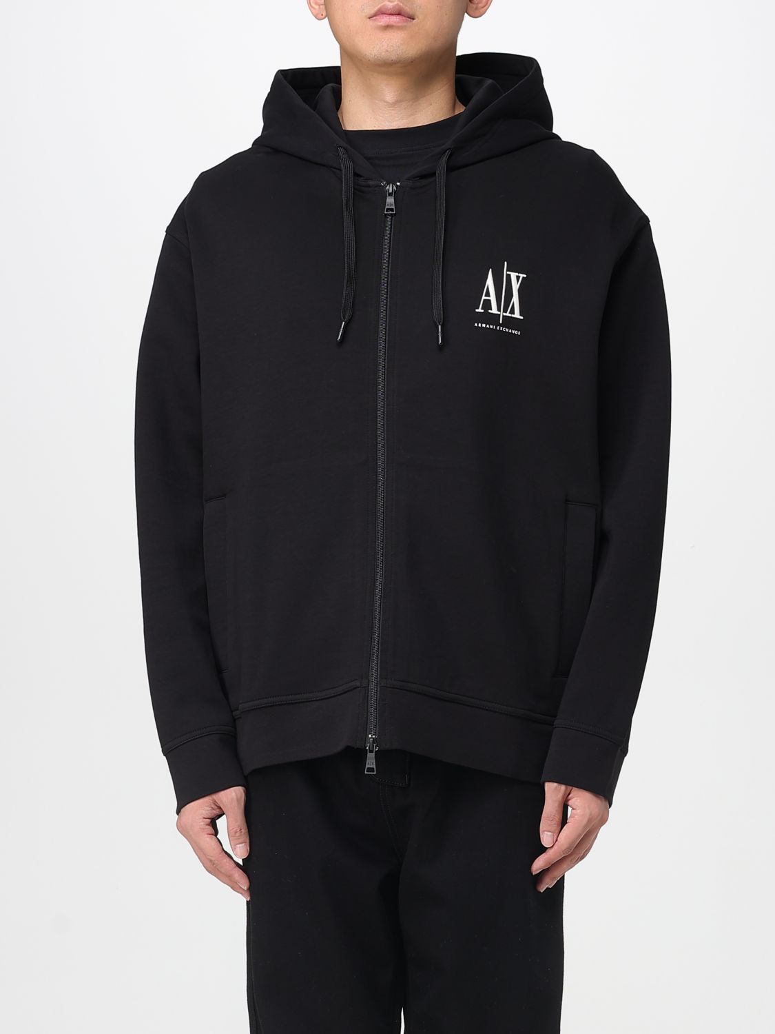 Armani Exchange Zip-up Hoodie In Black