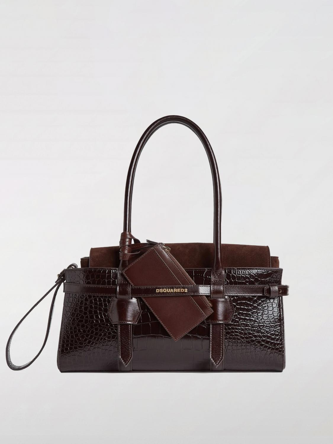 Dsquared2 Logo Stamp Twin Shoulder Bag In Brown