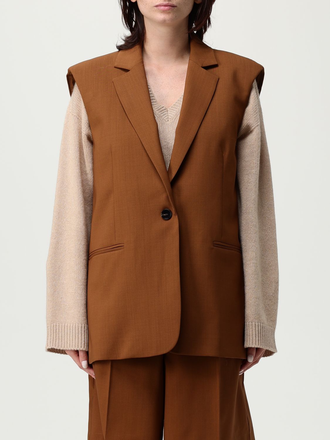 Liviana Conti Waistcoat  Woman Color Brown