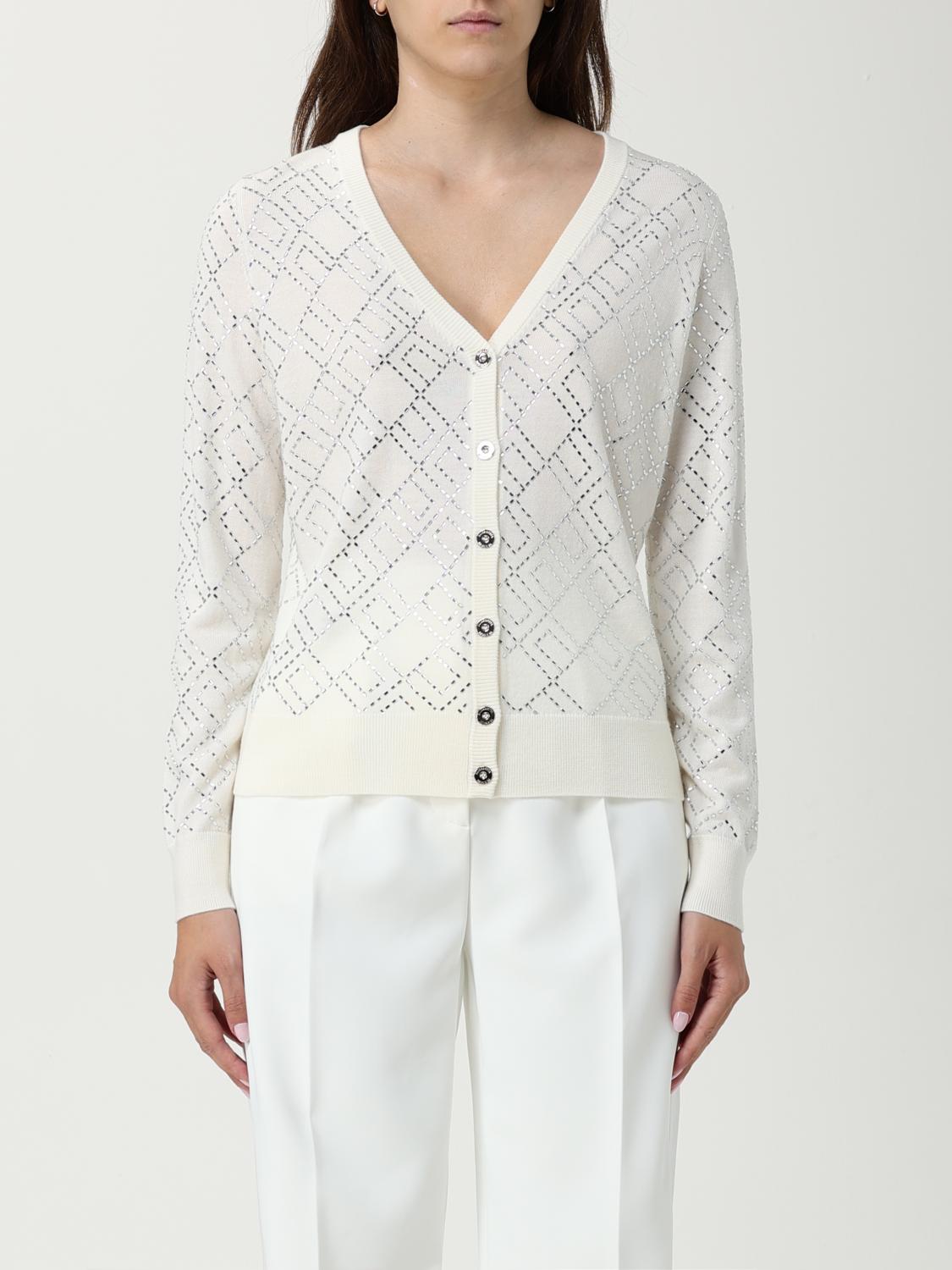 Elisabetta Franchi Crystal Cardigan Sweaters And Cardigans White In White