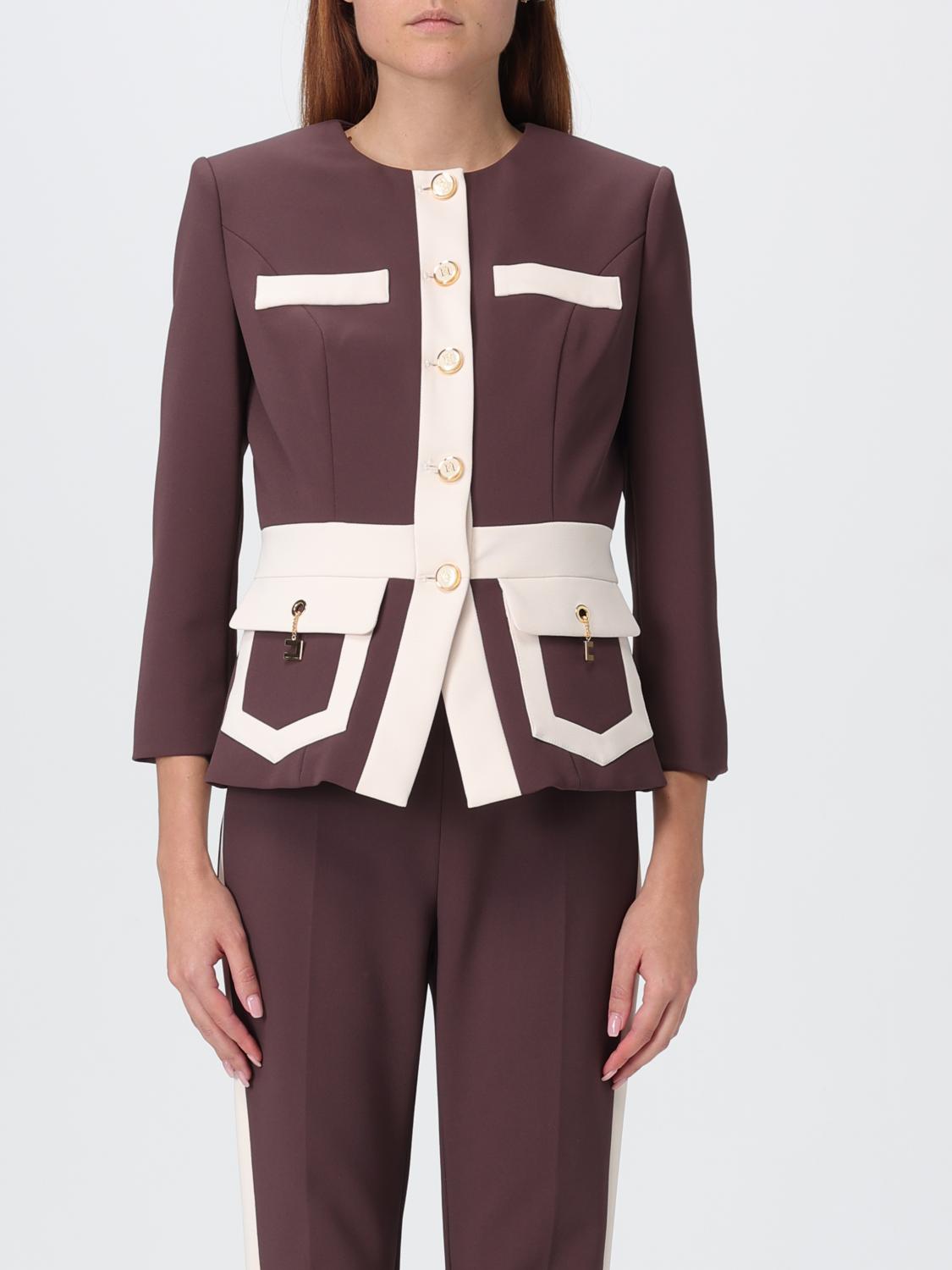 Elisabetta Franchi Jacket Woman Color Wine In Brown