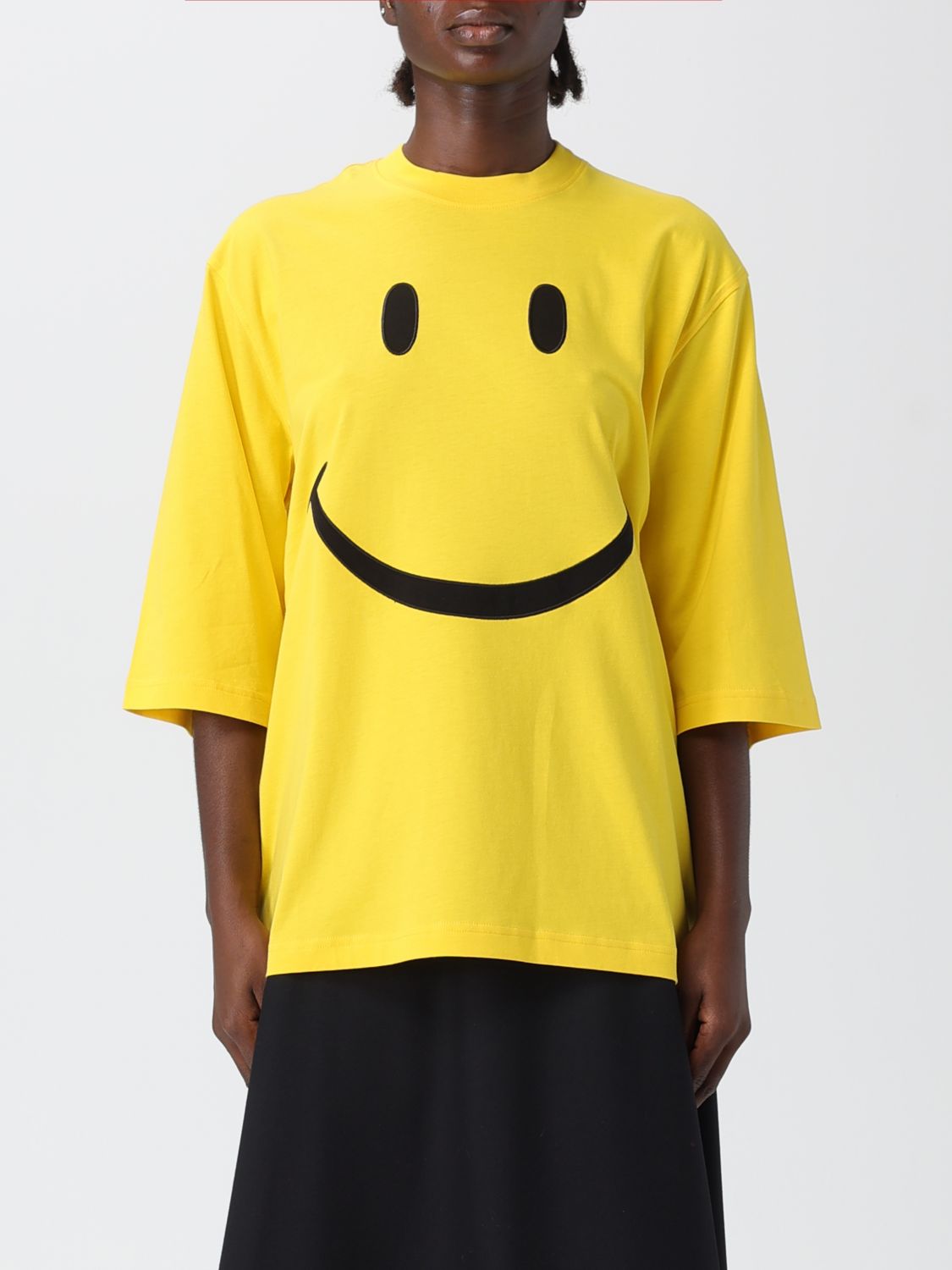 Moschino Smiley Face Graphic T-shirt In Bright Yellow Cotton In Yellow