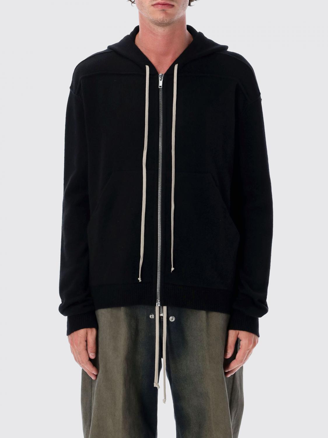 Rick Owens Cashmere Zipped Hoodie In Black